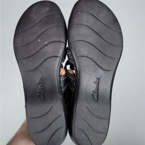 Clark's Collection Black & Cream Sandals Size 8.5 EUC - Picture 5 of 8